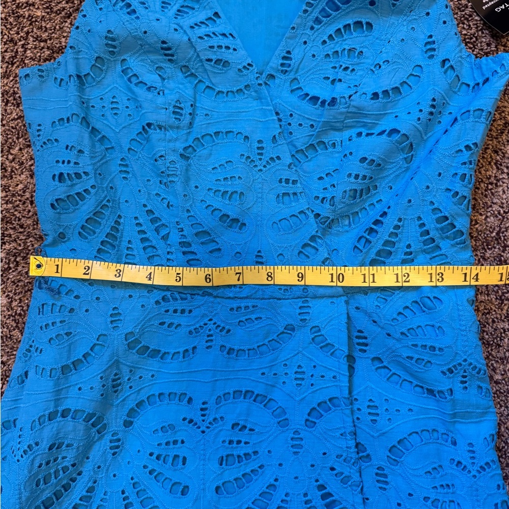 Boston Proper Blue Eyelet Sleeveless Spring Summer Dress MIDI Faux Wrap Sz 2 NWT - Picture 16 of 16